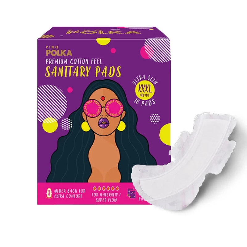 PINQ POLKA Premium Organic Soft Cotton Sanitary Pads, 10 Pads-1.webp